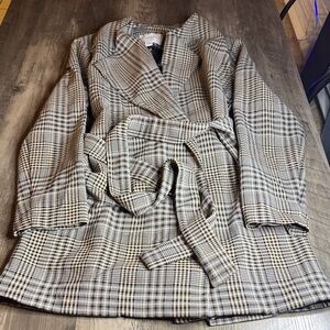 Carolina Belle Checkered Plaid Trench Coat